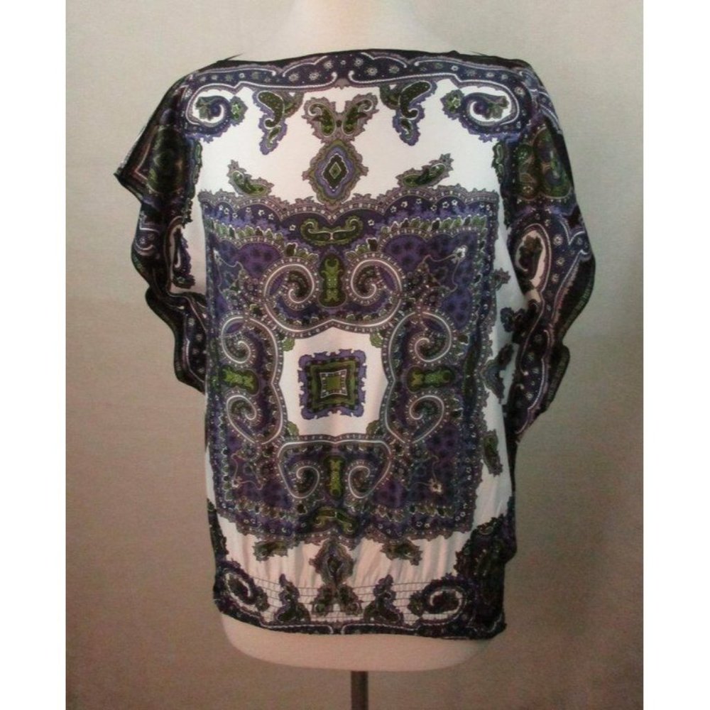 BYER Women's Batwing Peasant Top, Size M